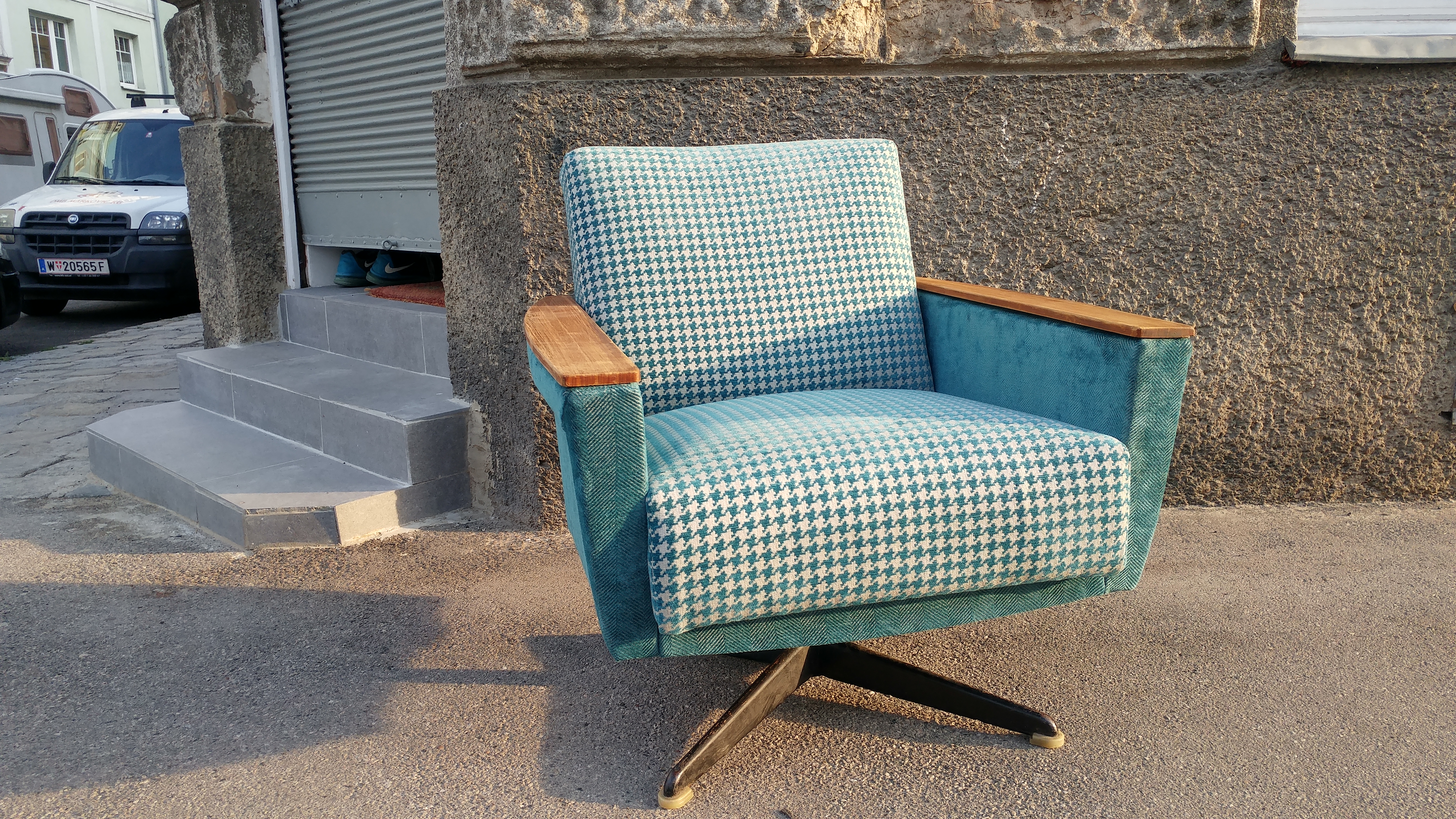 Fauteuil, Sitzmöbel mit tapezieren Armlehnen aus den 60ties